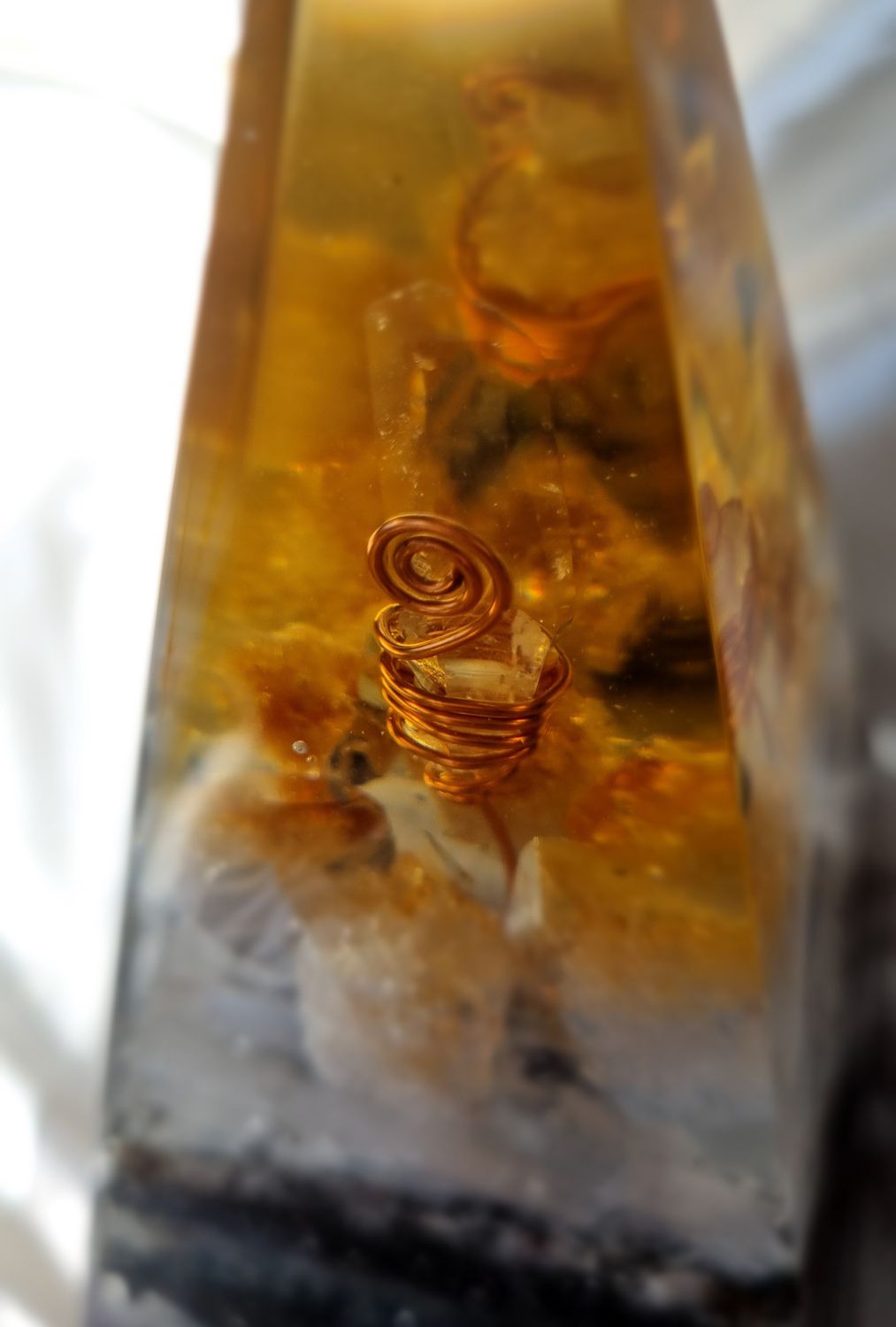 Raw Citrine Amethyst Russian Orgone Energy Pyramid