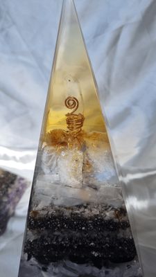 Raw Citrine Amethyst Russian Orgone Energy Pyramid