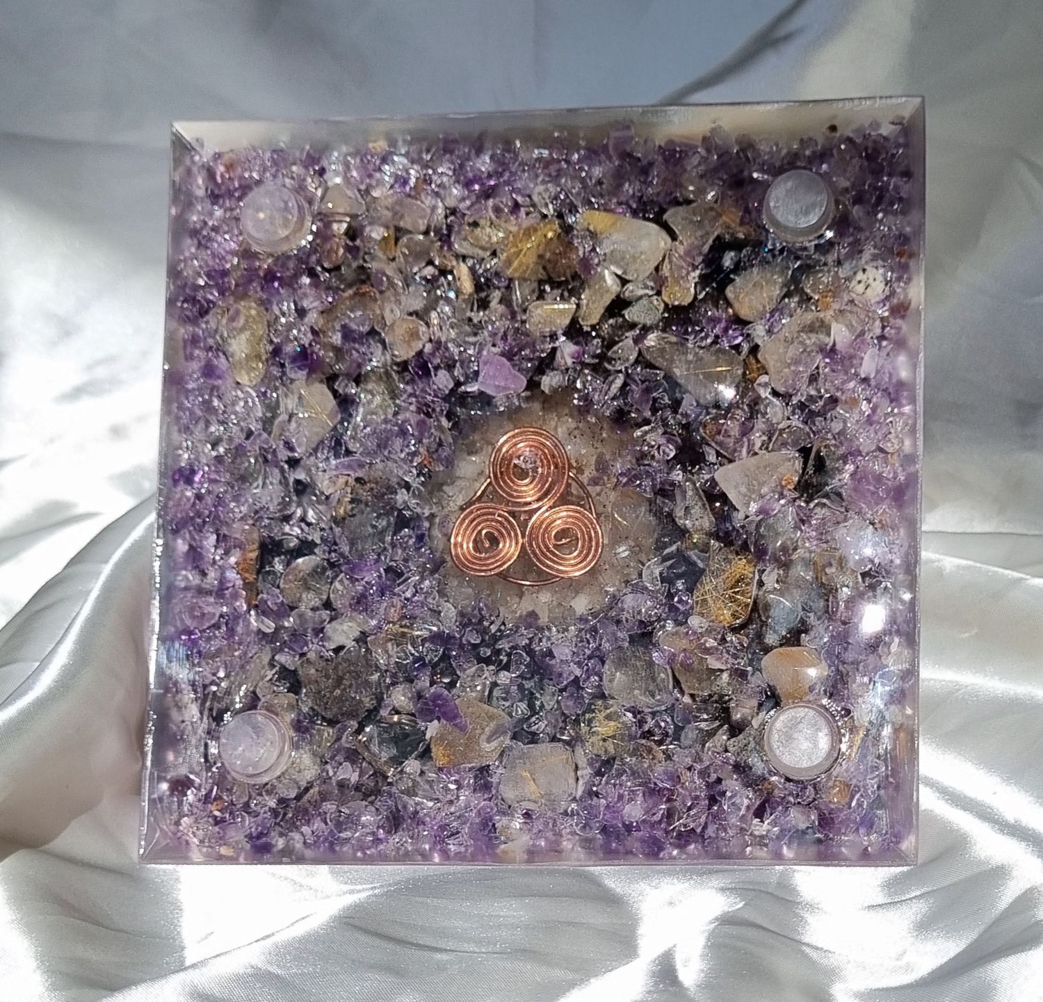 Amethyst Raw Citrine Giza Orgone Energy Pyramid