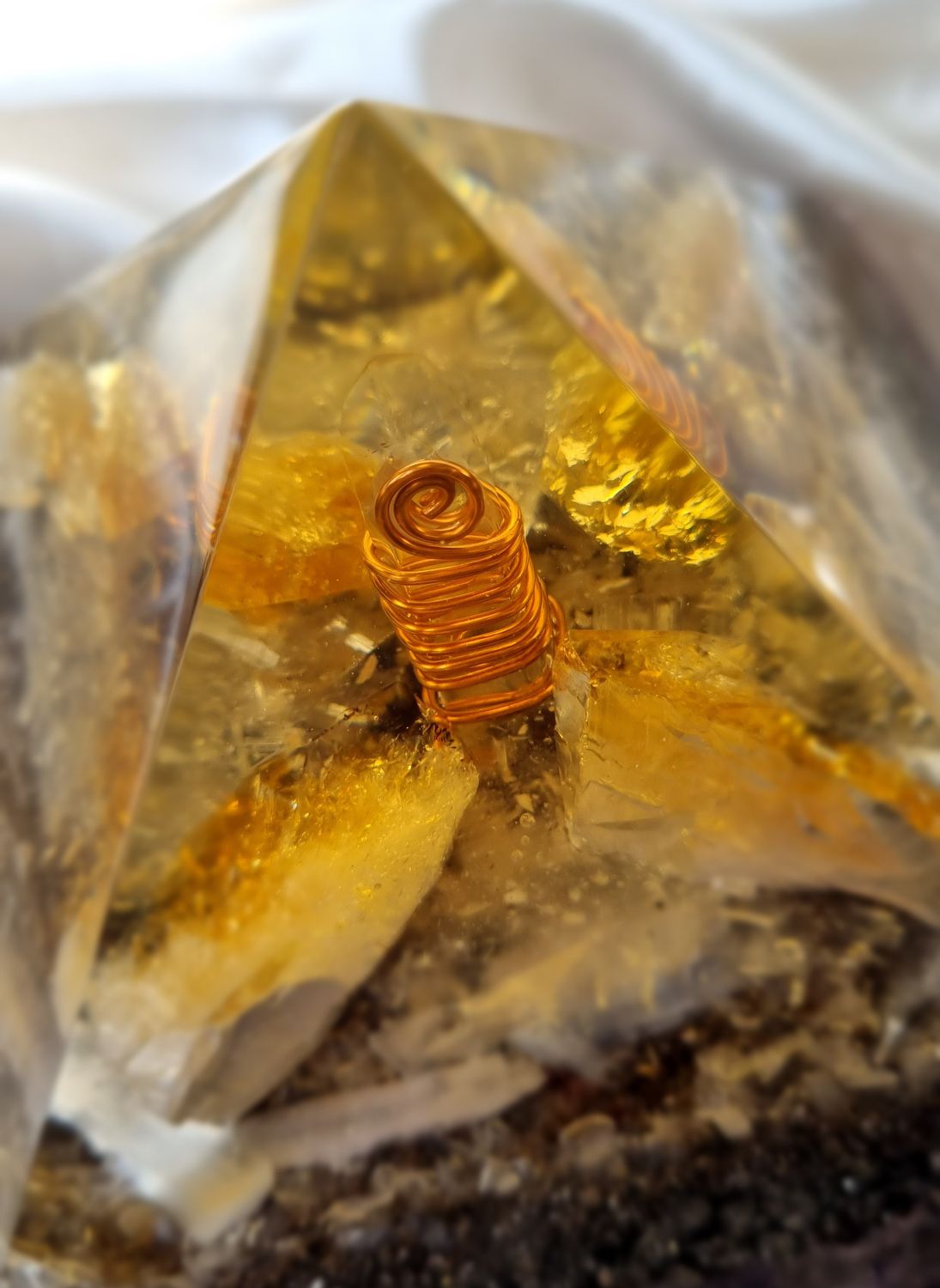Amethyst Raw Citrine Giza Orgone Energy Pyramid