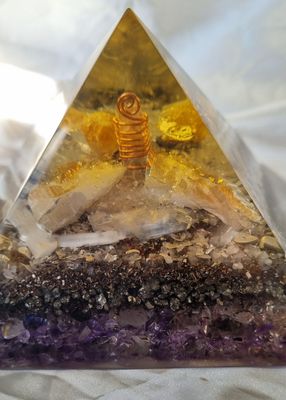 Amethyst Raw Citrine Giza Orgone Energy Pyramid