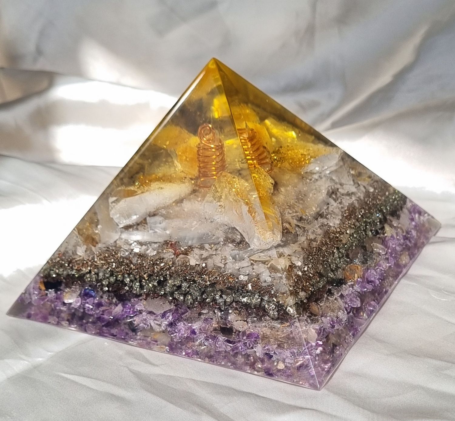 Amethyst Raw Citrine Giza Orgone Energy Pyramid