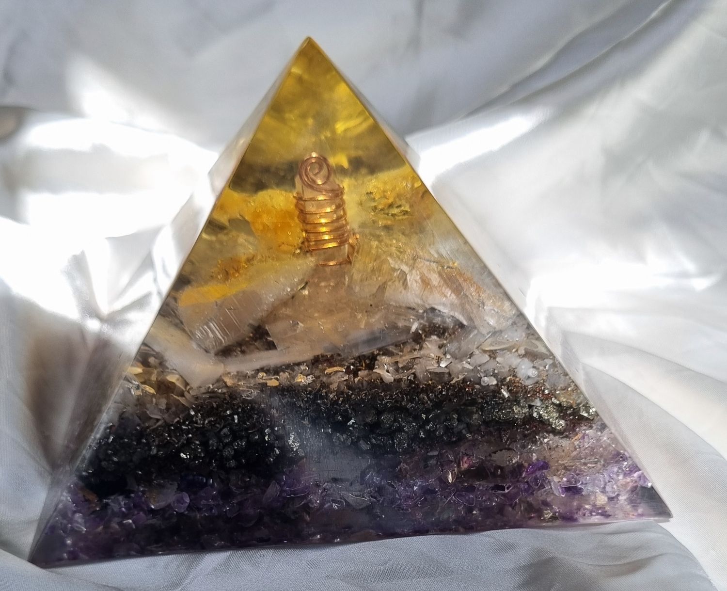 Amethyst Raw Citrine Giza Orgone Energy Pyramid