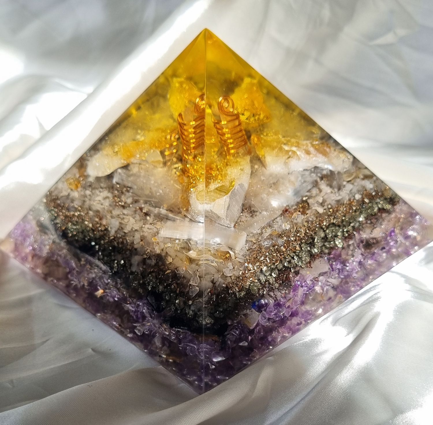 Amethyst Raw Citrine Giza Orgone Energy Pyramid