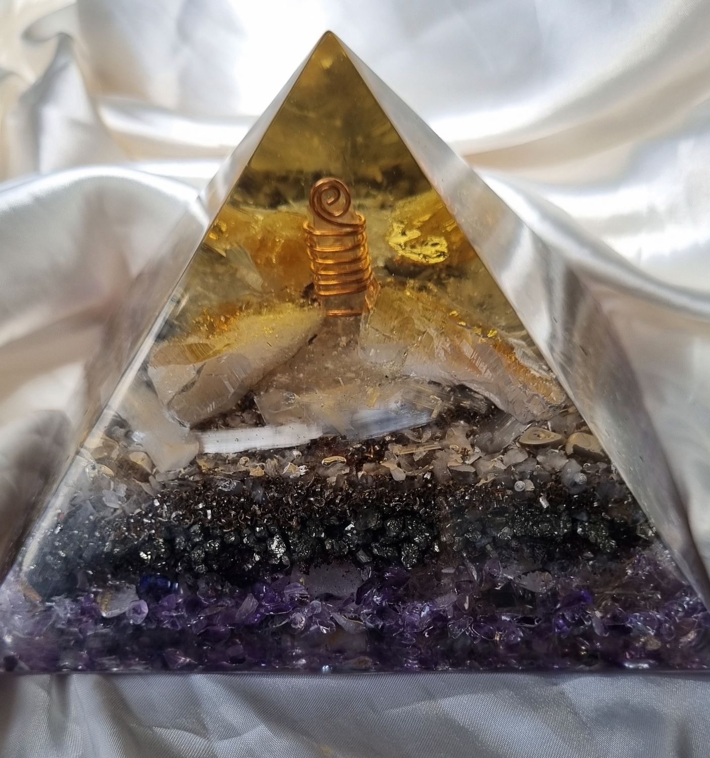 Amethyst Raw Citrine Giza Orgone Energy Pyramid