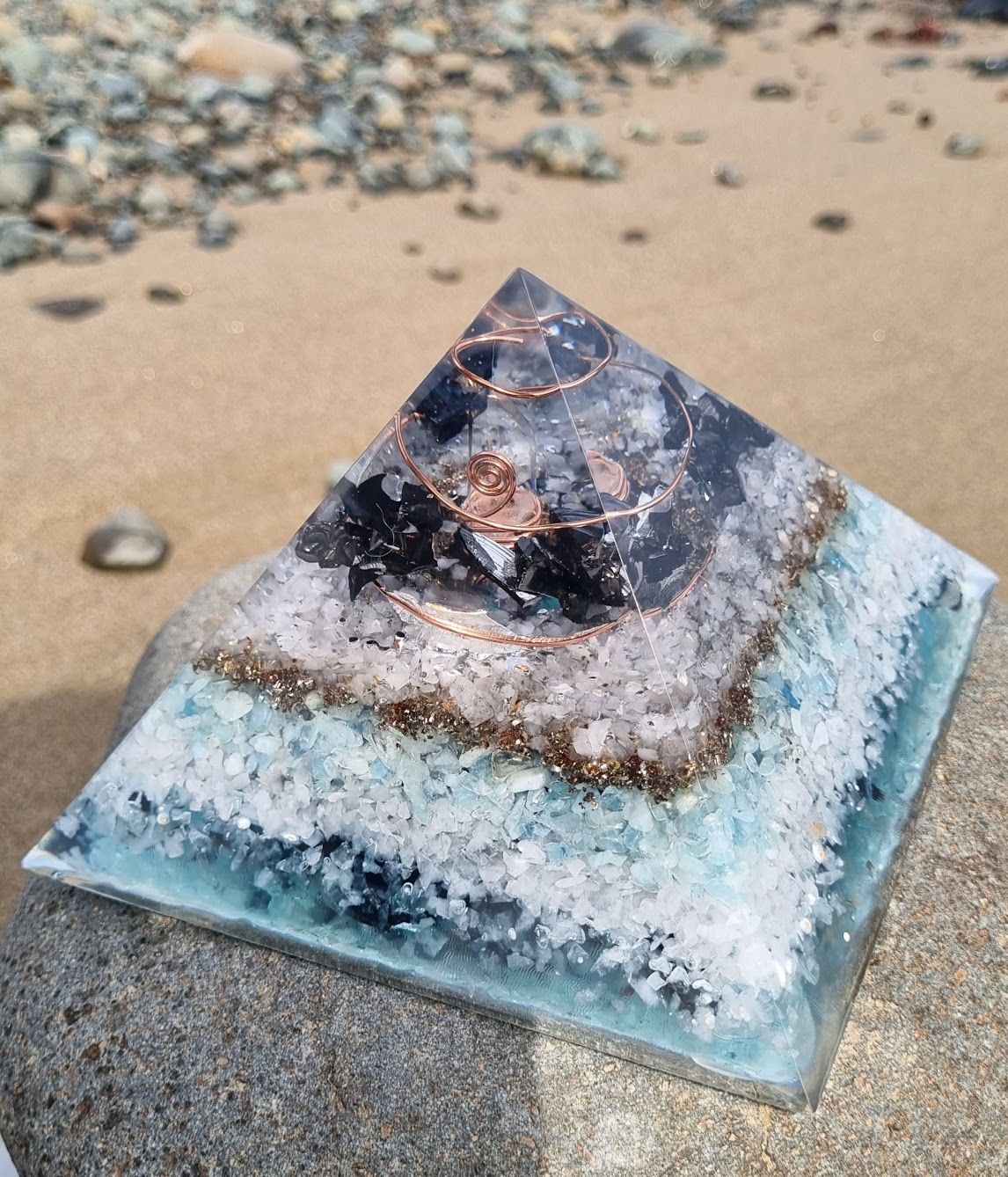 Elite Shungite Aquamarine Giza Orgone Energy Pyramid