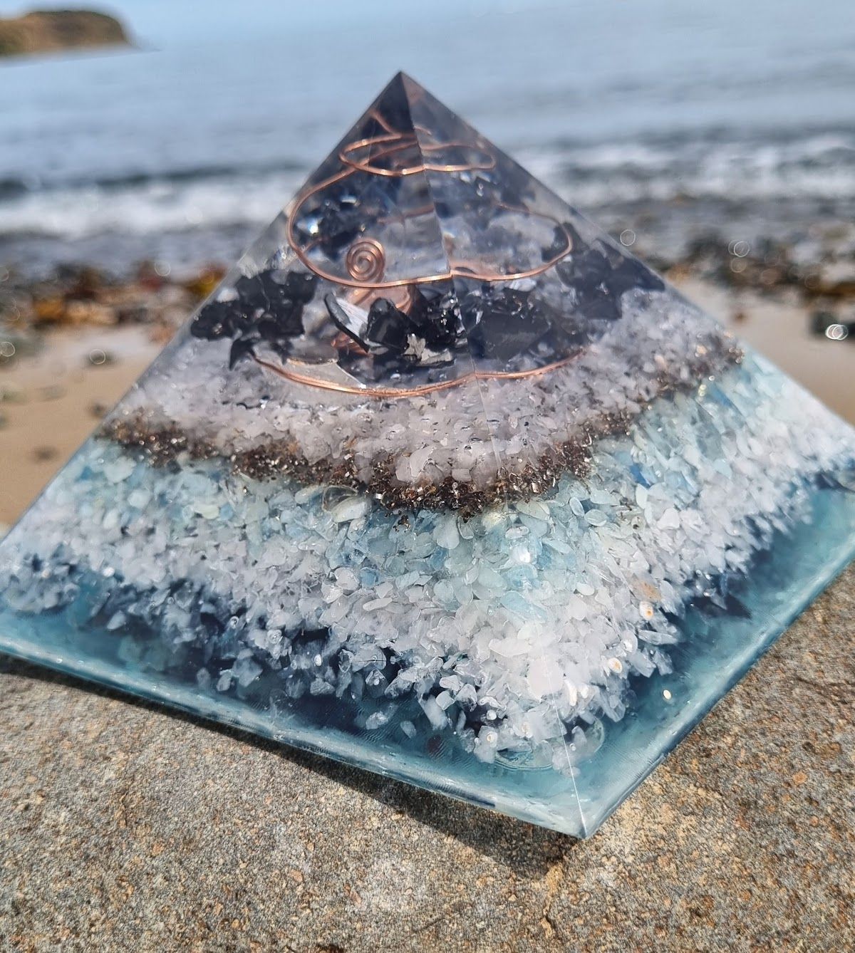 Elite Shungite Aquamarine Giza Orgone Energy Pyramid