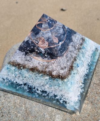 Elite Shungite Aquamarine Giza Orgone Energy Pyramid