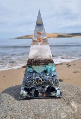 Amazonite Blue Kyanite Selenite Russian Orgone Energy Pyramid