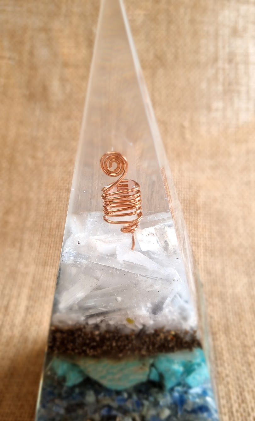 Amazonite Blue Kyanite Selenite Russian Orgone Energy Pyramid