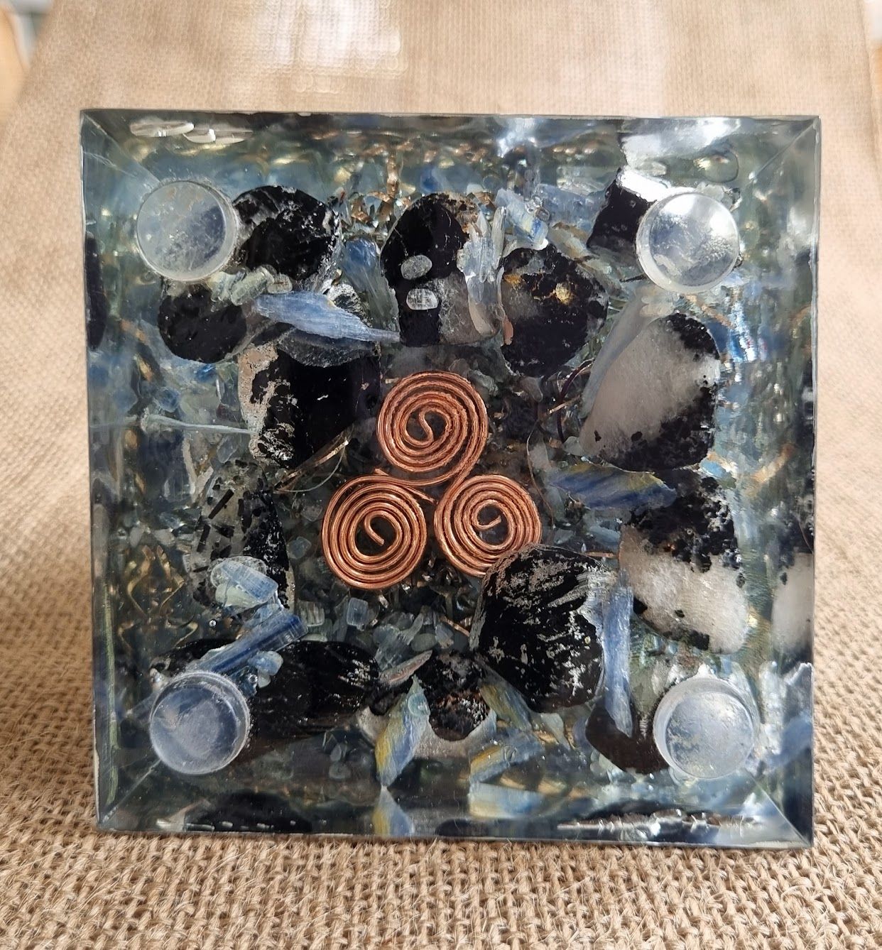 Amazonite Blue Kyanite Selenite Russian Orgone Energy Pyramid