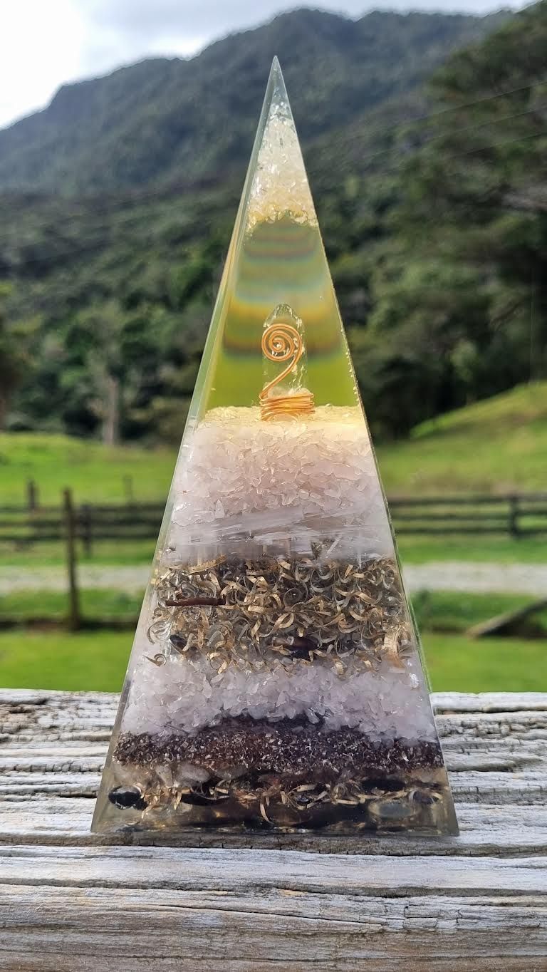 Rose Quartz Selenite Russian Orgone Energy Pyramid