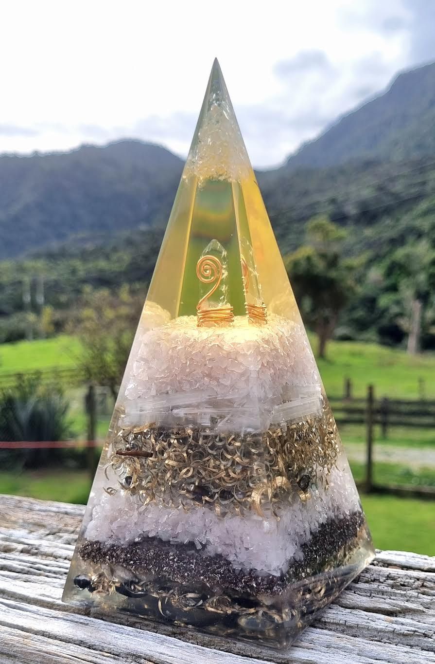 Rose Quartz Selenite Russian Orgone Energy Pyramid