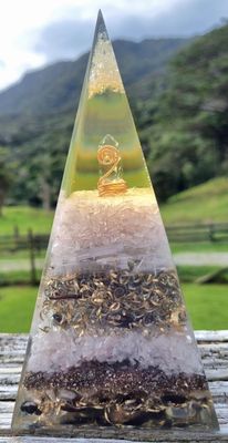 Rose Quartz Selenite Russian Orgone Energy Pyramid