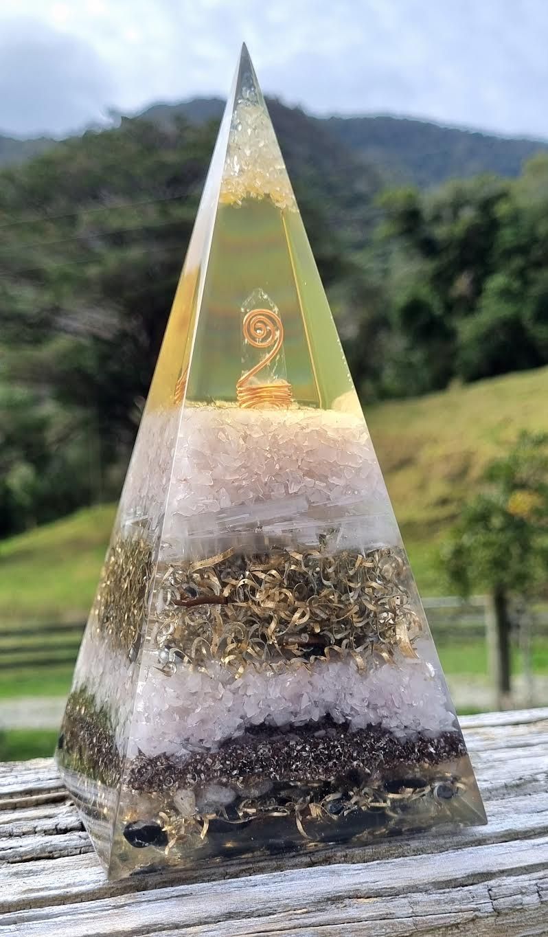Rose Quartz Selenite Russian Orgone Energy Pyramid