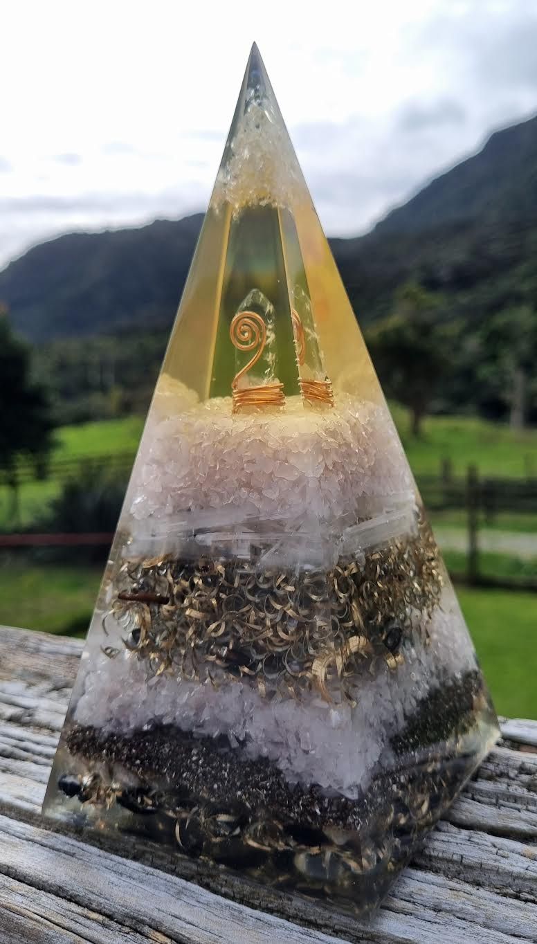 Rose Quartz Selenite Russian Orgone Energy Pyramid