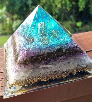 Amethyst Rose Quartz Koru Giza Orgone Energy Pyramid