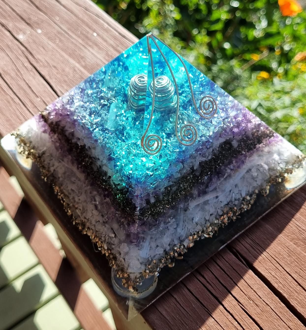 Amethyst Rose Quartz Koru Giza Orgone Energy Pyramid