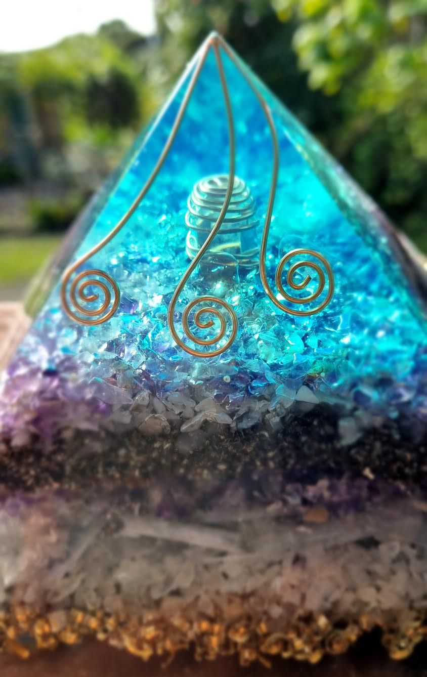 Amethyst Rose Quartz Koru Giza Orgone Energy Pyramid