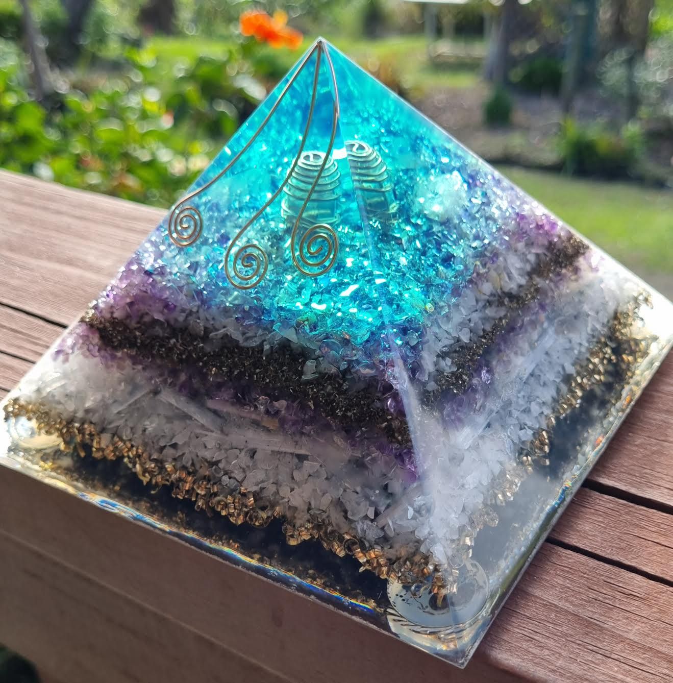 Amethyst Rose Quartz Koru Giza Orgone Energy Pyramid