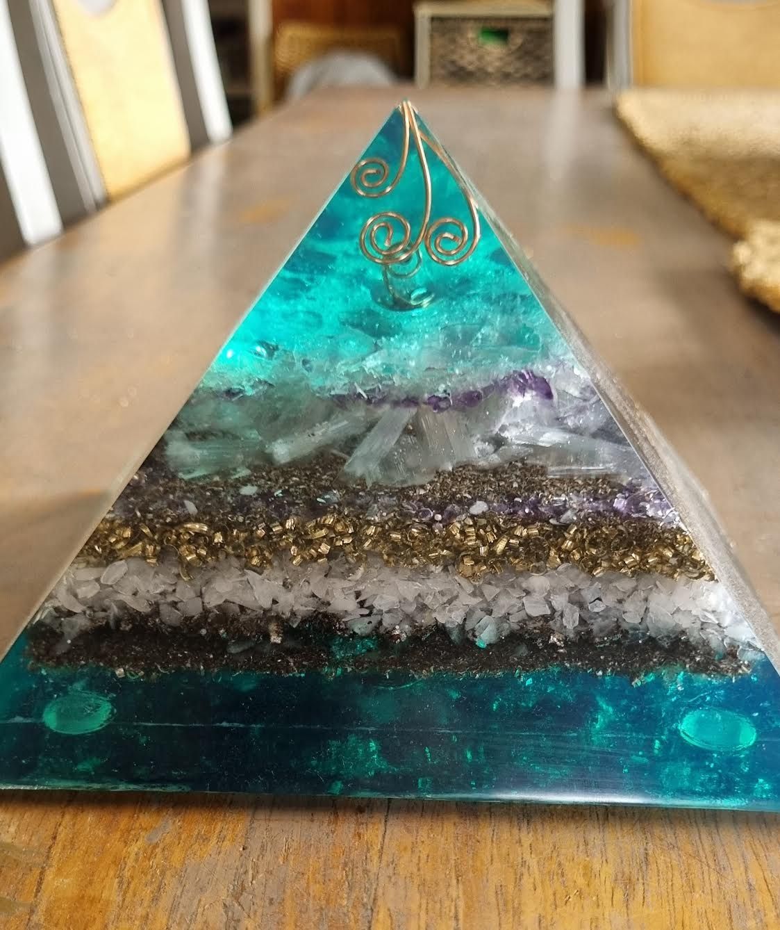 Fluorite Rose Quartz Giza Orgone Energy Pyramid