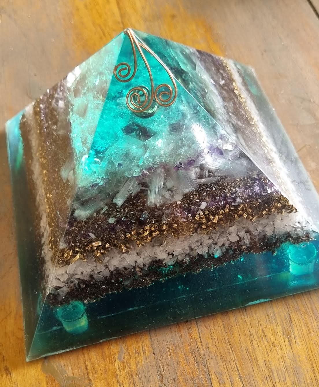 Fluorite Rose Quartz Giza Orgone Energy Pyramid