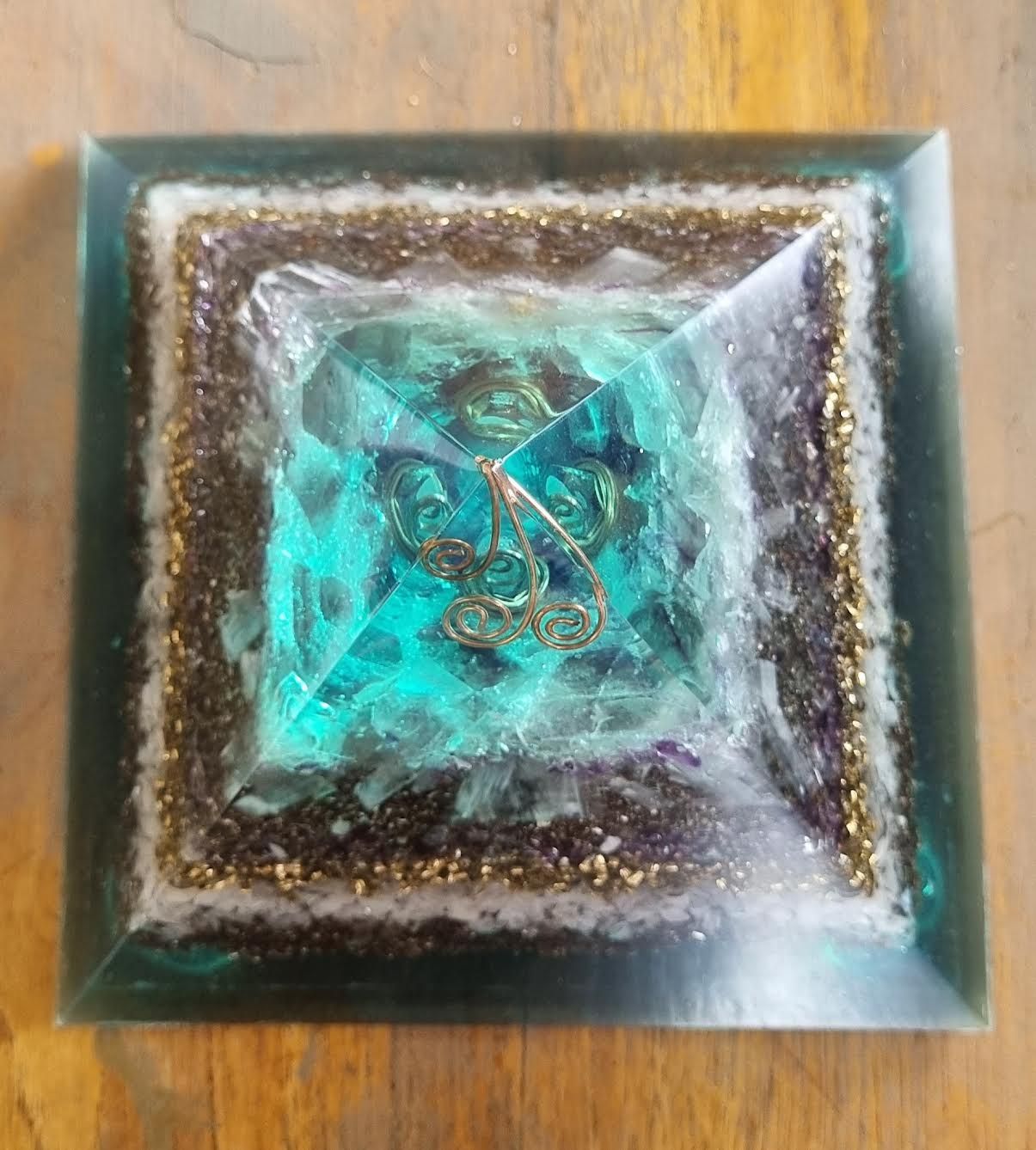 Fluorite Rose Quartz Giza Orgone Energy Pyramid