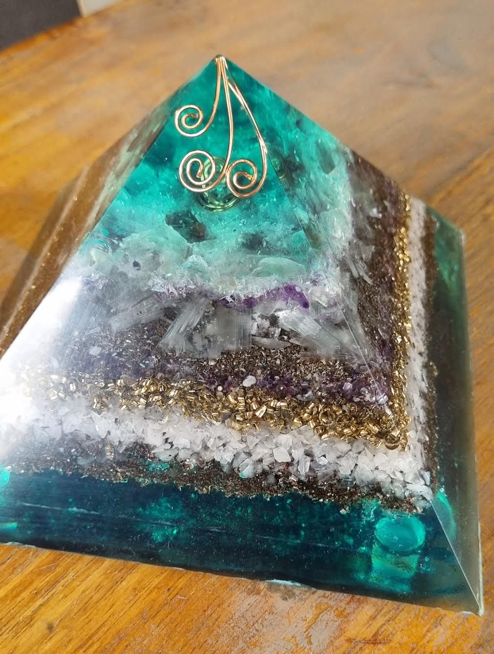 Fluorite Rose Quartz Giza Orgone Energy Pyramid