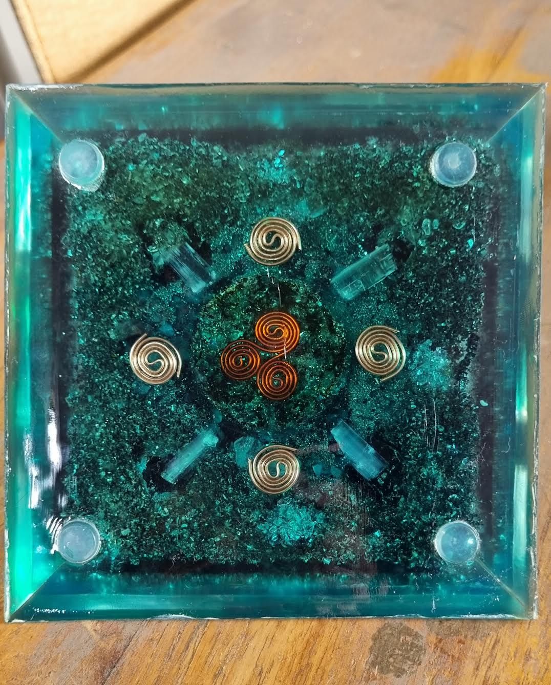 Fluorite Rose Quartz Giza Orgone Energy Pyramid