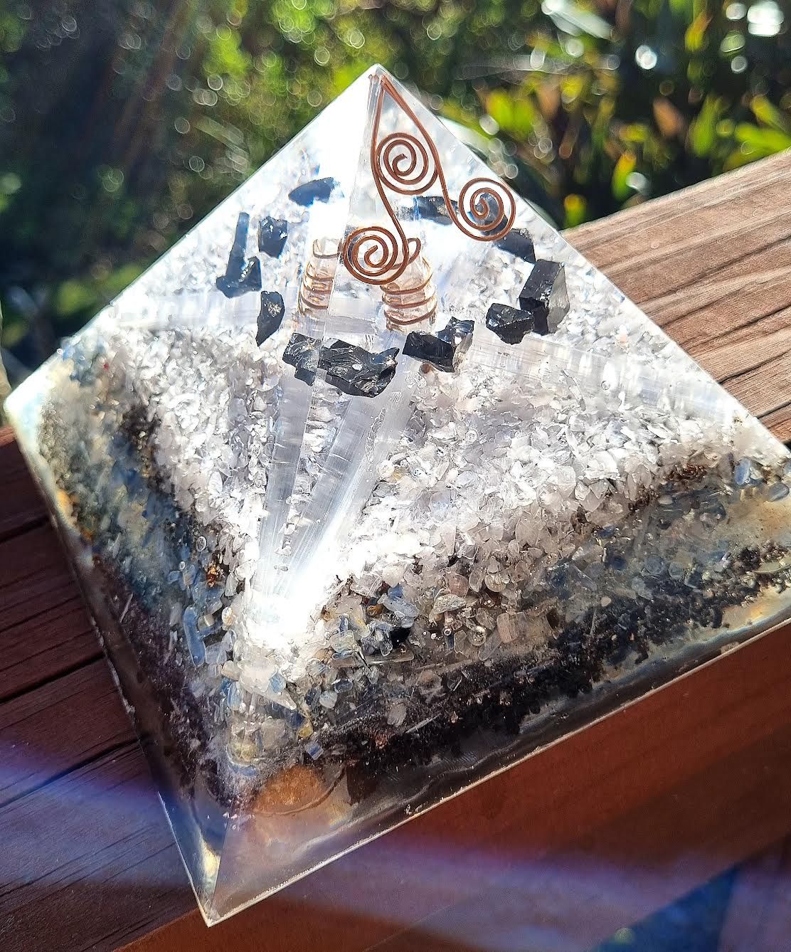 Elite Shungite Blue Kyanite Giza Energy Orgone Pyramid