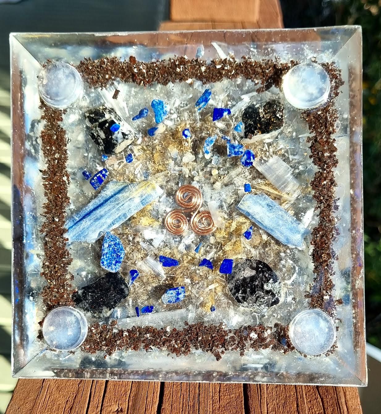 Elite Shungite Blue Kyanite Giza Energy Orgone Pyramid