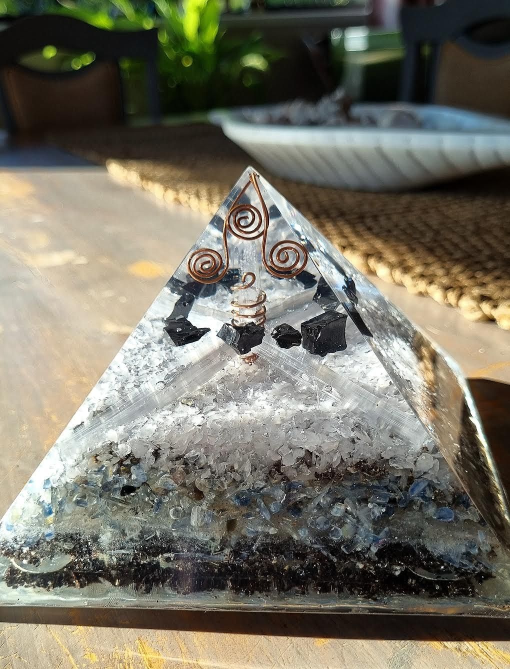 Elite Shungite Blue Kyanite Giza Energy Orgone Pyramid