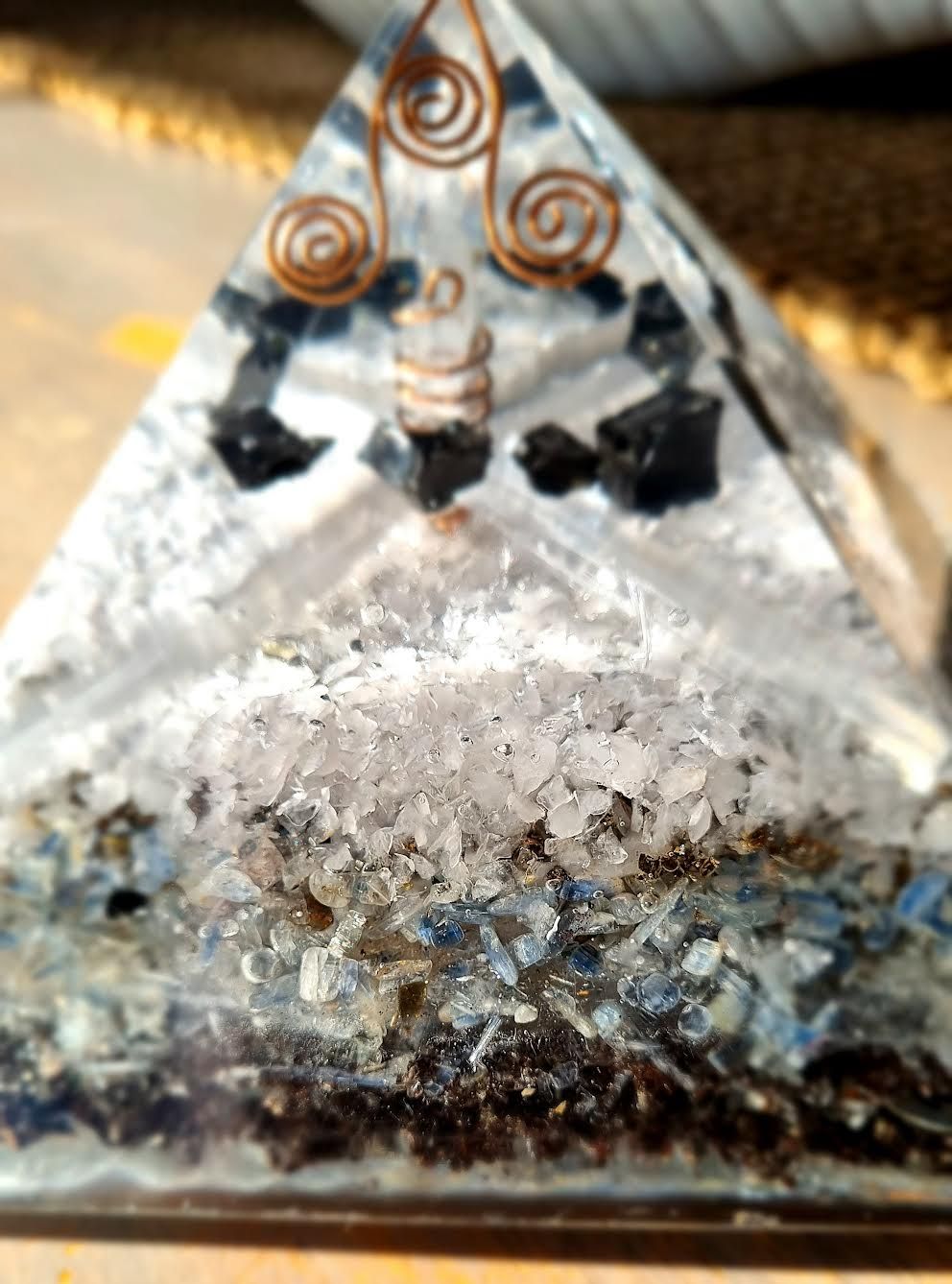 Elite Shungite Blue Kyanite Giza Energy Orgone Pyramid