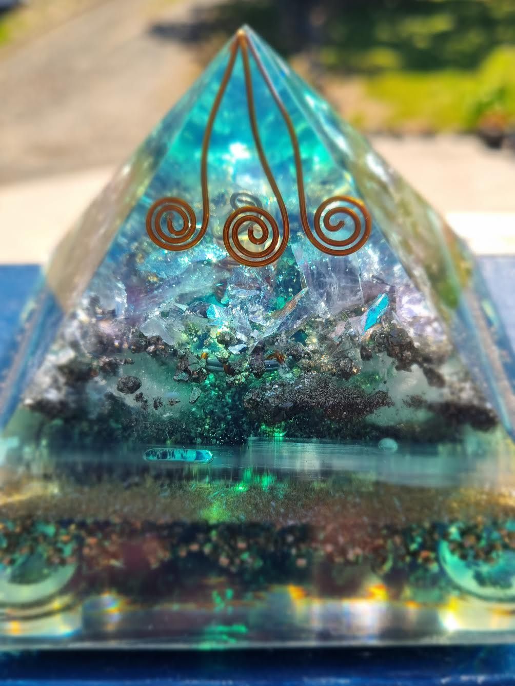 Amethyst Copper Koru Giza Orgone Energy Pyramid