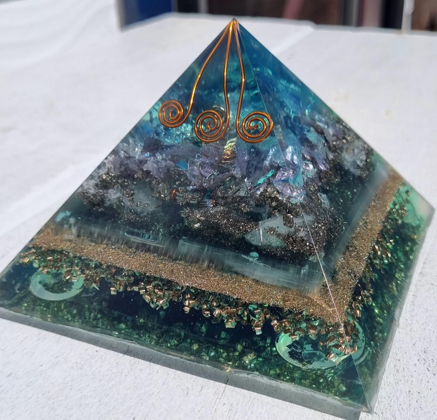 Amethyst Copper Koru Giza Orgone Energy Pyramid