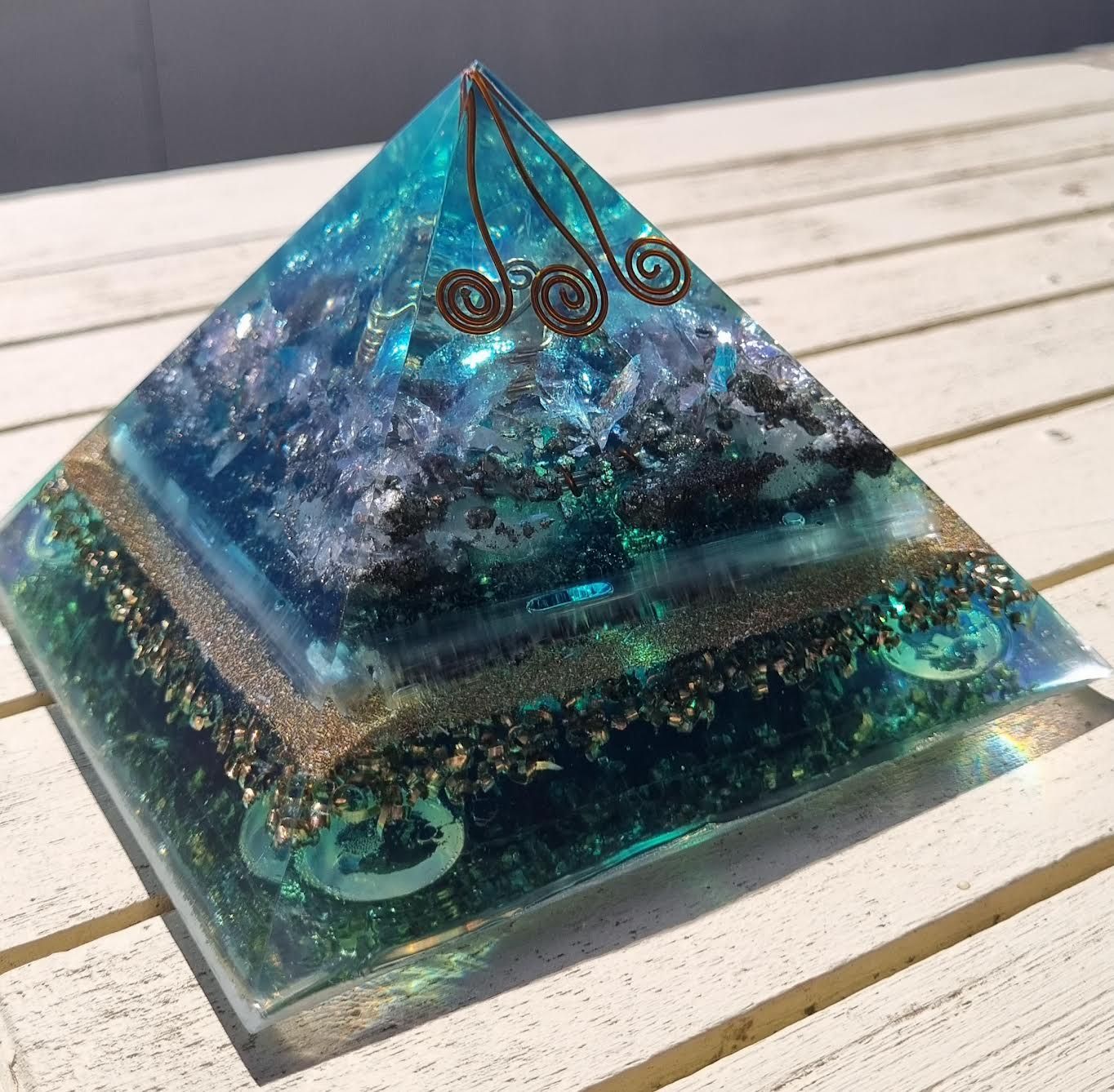 Amethyst Copper Koru Giza Orgone Energy Pyramid