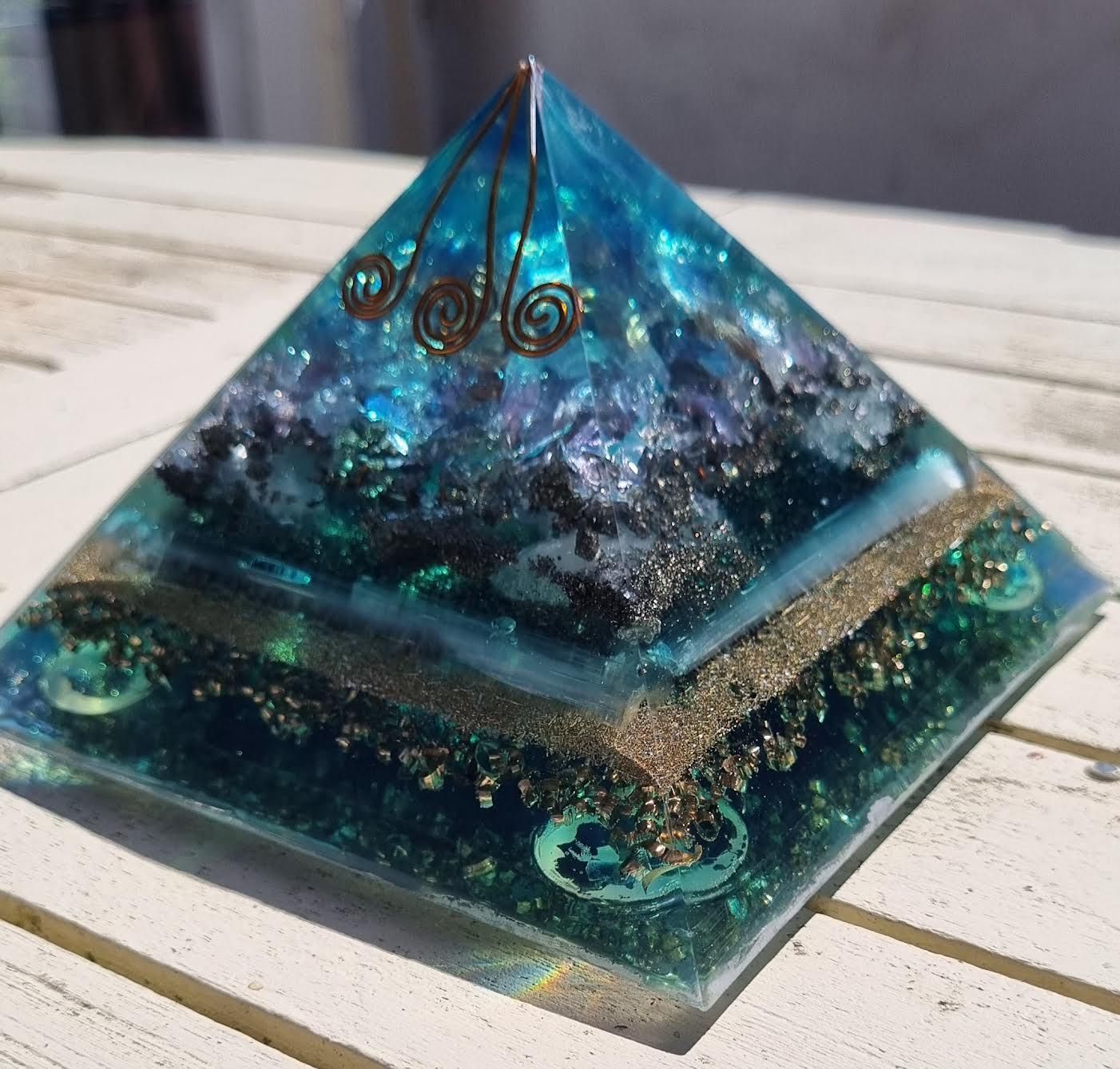 Amethyst Copper Koru Giza Orgone Energy Pyramid