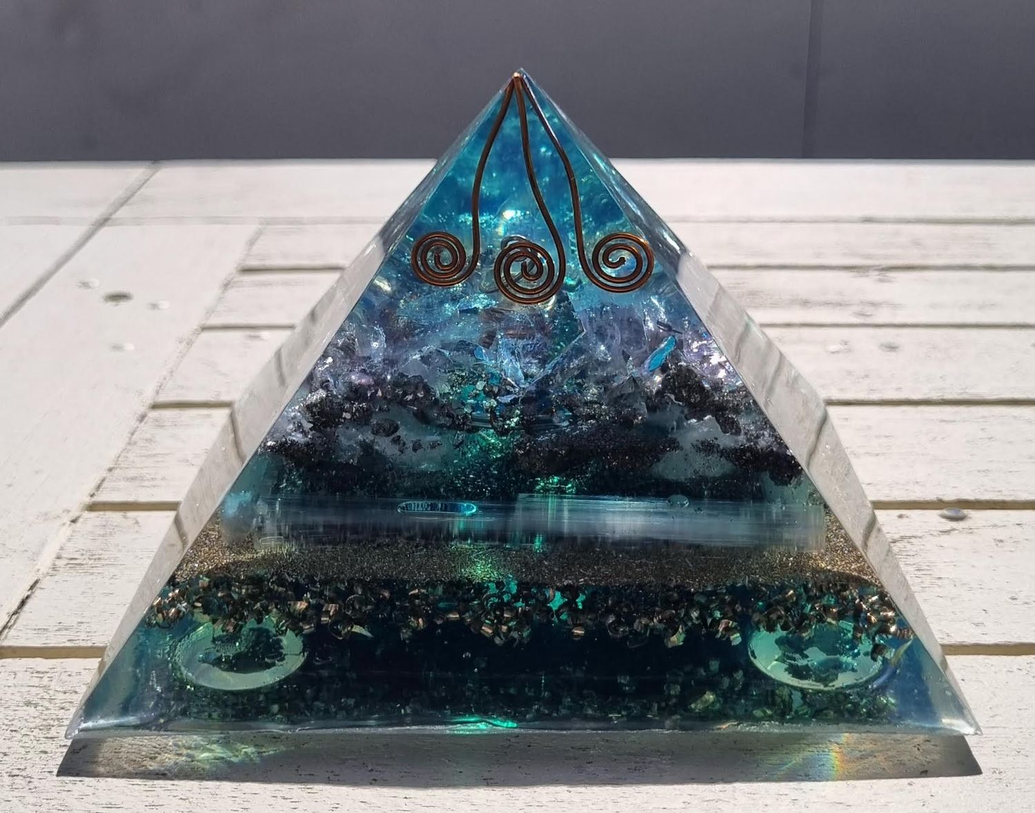 Amethyst Copper Koru Giza Orgone Energy Pyramid