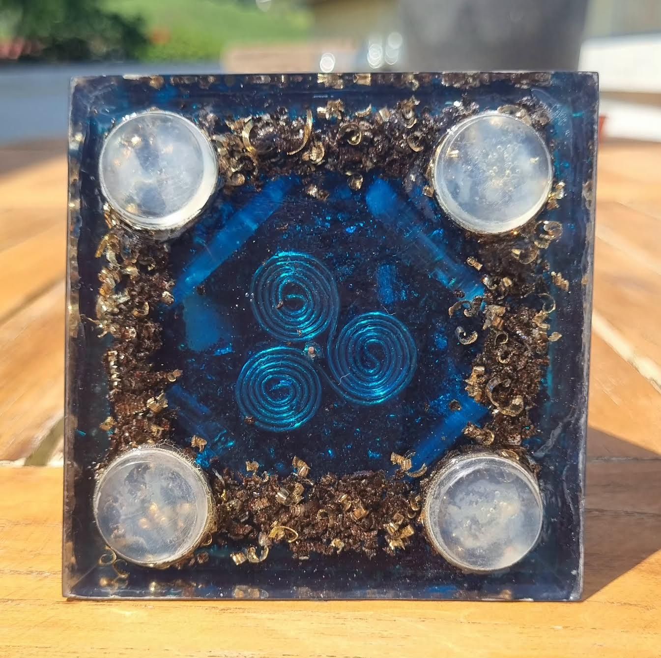 Clear Quartz &amp; Blue Kyanite Russian Orgone Energy Pyramid