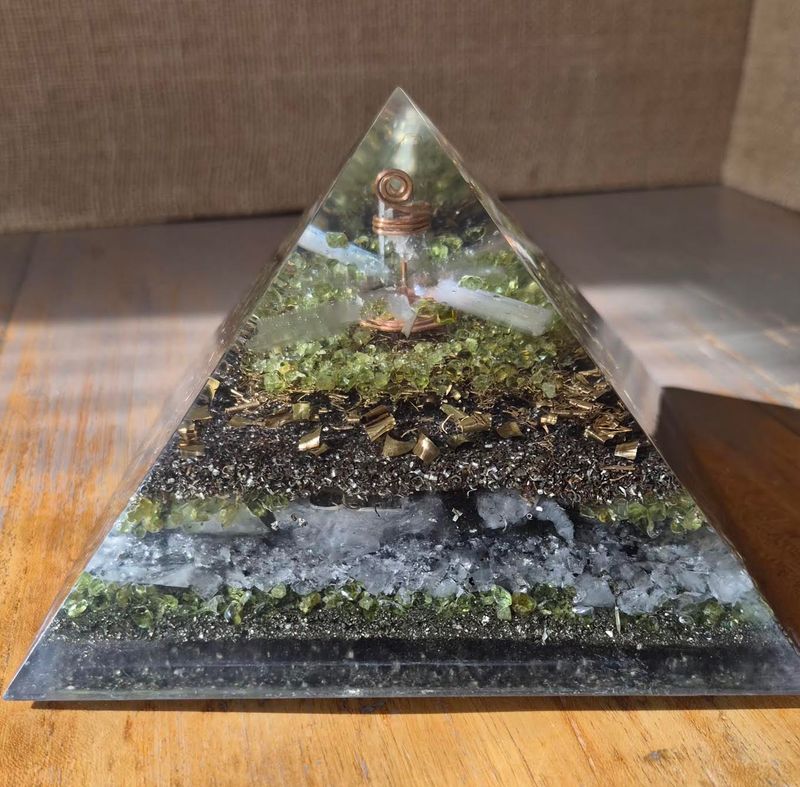 Peridot Clear Quartz Giza Orgone Energy Pyramid