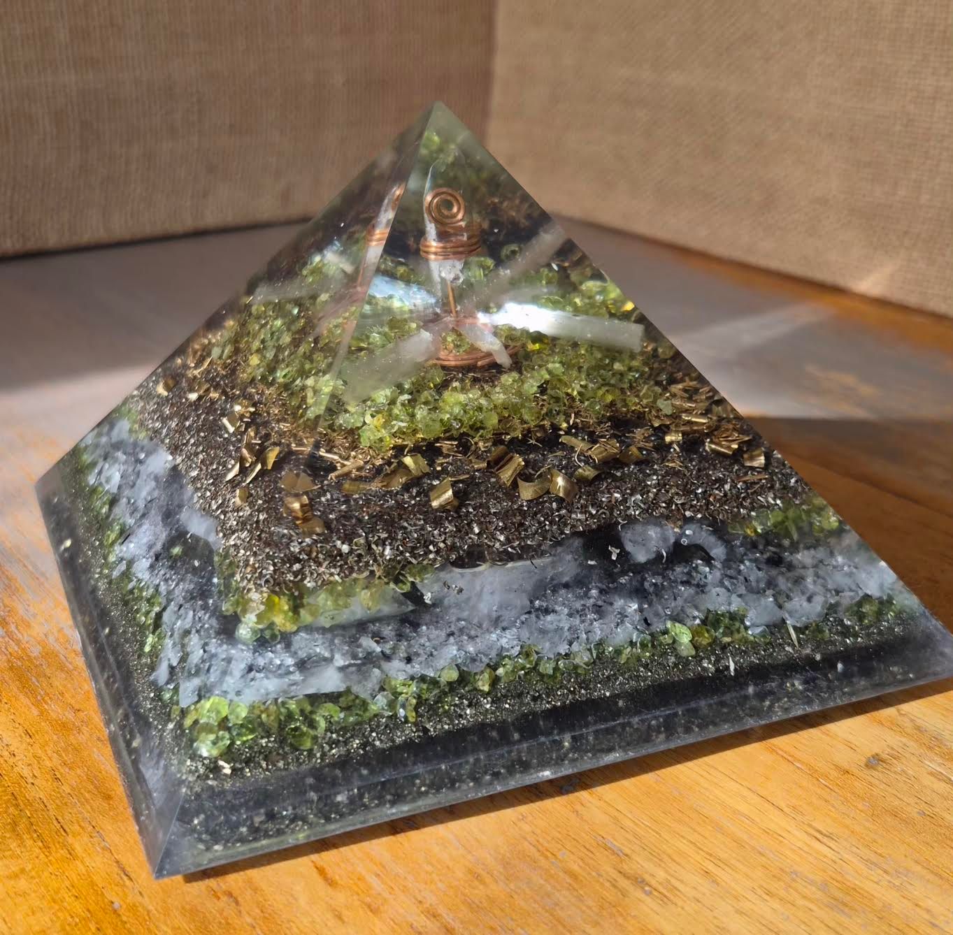 Peridot Clear Quartz Giza Orgone Energy Pyramid