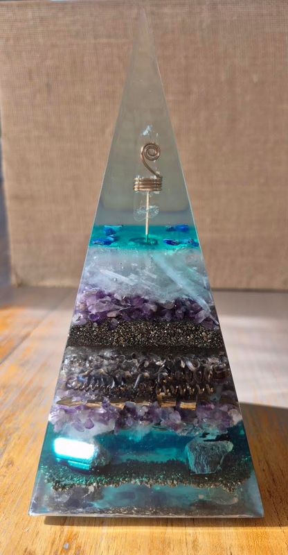 Amethyst Pyrite Russian Orgone Energy Pyramid