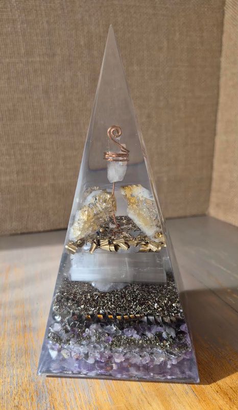 Citrine Amethyst Russian Orgone Energy Pyramid