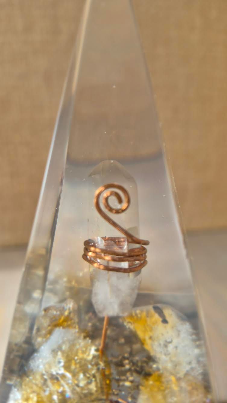 Citrine Amethyst Russian Orgone Energy Pyramid
