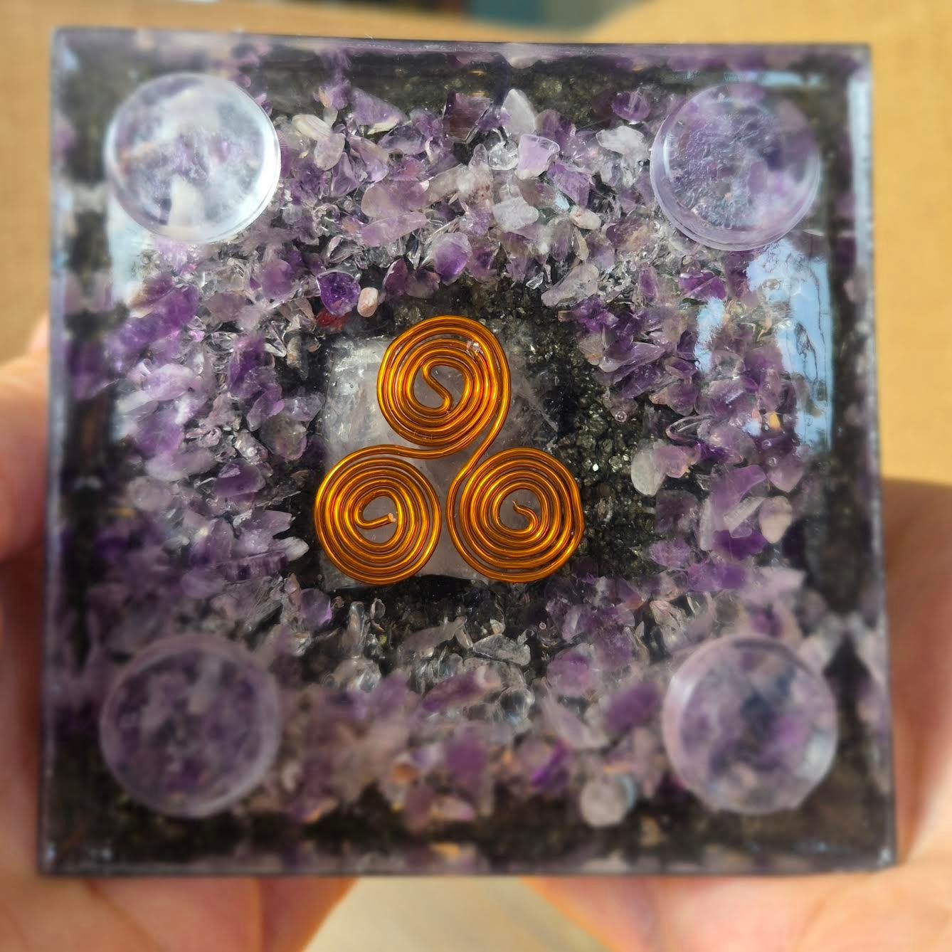 Citrine Amethyst Russian Orgone Energy Pyramid