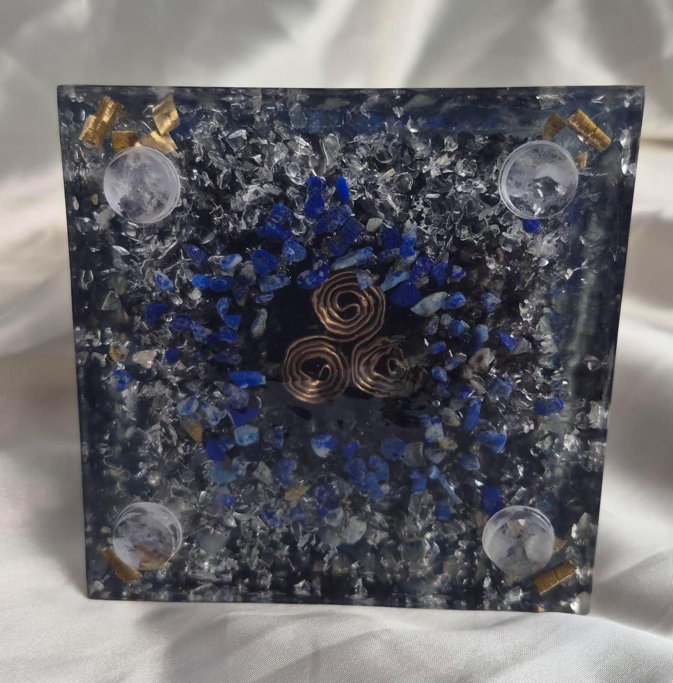 Raw Clear Quartz Lapis Lazuli Russian Orgone Energy Pyramid