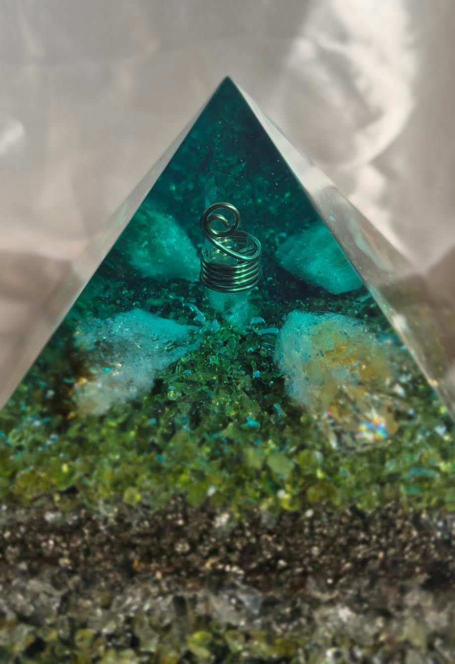 Raw Citrine Peridot Giza Orgone Energy Pyramid