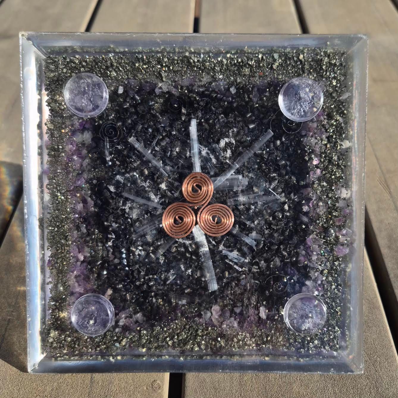 Amethyst Clear Quartz Giza Orgone Energy Pyramid