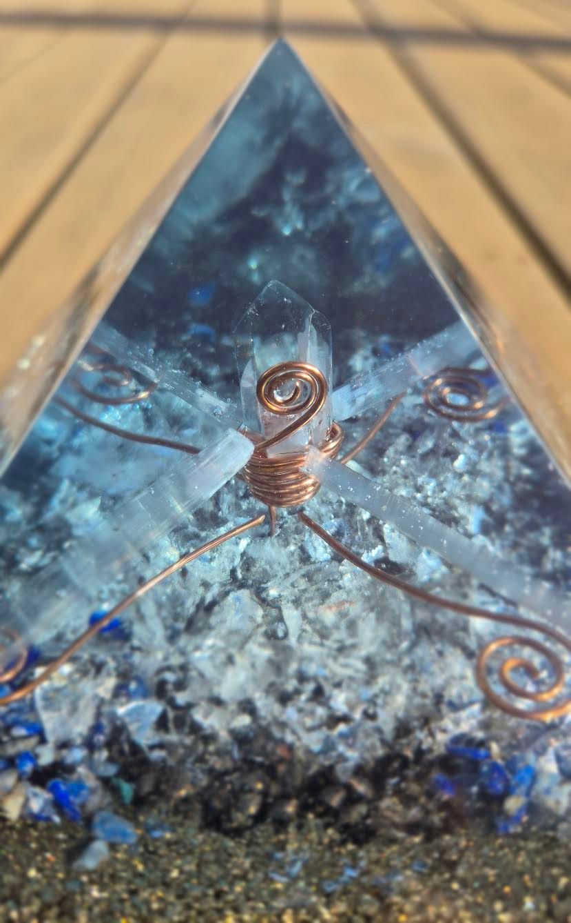 Lapis Lazuli Raw Clear Quartz Giza Orgone Energy Pyramid