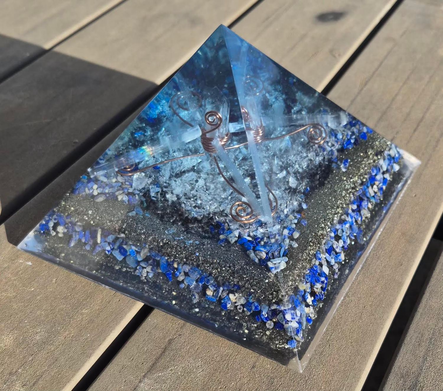 Lapis Lazuli Raw Clear Quartz Giza Orgone Energy Pyramid